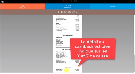 Le cashback bien prsent sur les X et Z de caisse