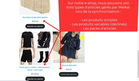 Les diffrents types d'articles synchroniss sur le site web