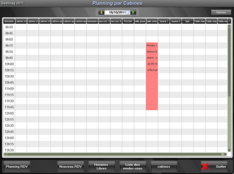 Planning par cabine