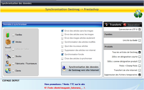 eGestmag -Synchro des donnes entre Gestmag et PrestaShop