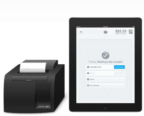 Square wallet et imprimante ticket de caisse