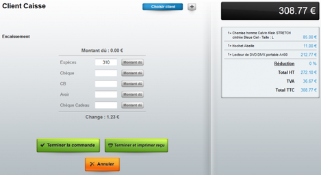 paiement en caisse