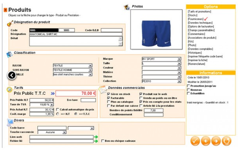 startCaisse : fiche article