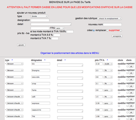 Caisse en ligne