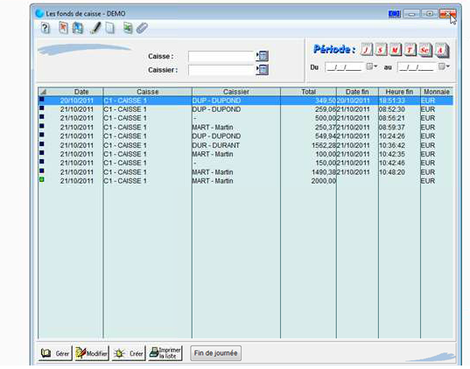 Memsoft TPV Oxygne : fonds de caisse