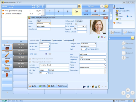 Sage ApiCommerce et Ciel Point de Vente : fiche client dans l'cran de caisse