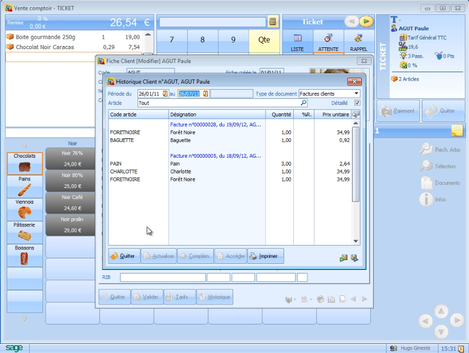 Sage ApiCommerce et Ciel Point de Vente : Historique client dans l'cran de caisse