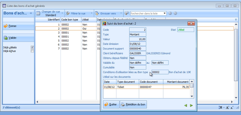 suivi du bon d'achat