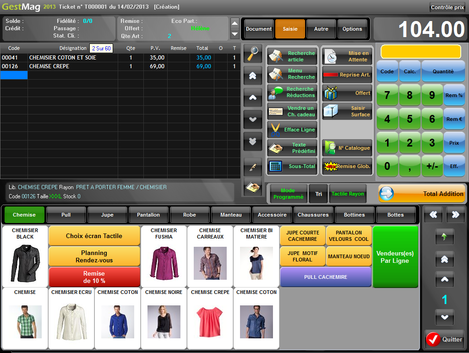 Ecran de caisse de Gestmag 2013
