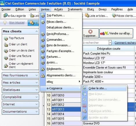 E-commerce avec Ciel Gestion Commerciale Evolution