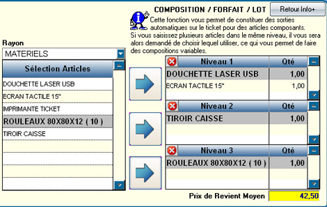 Composition d'un article dans A2GI-Caisse *