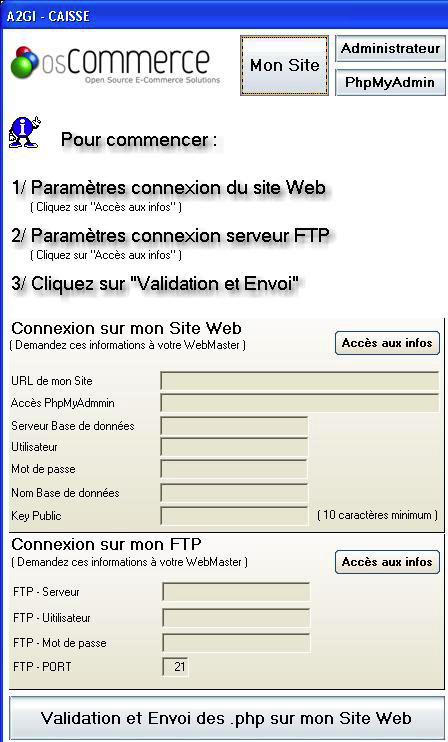 Paramtrage d'OS-Commerce * dans A2GI-Caisse *