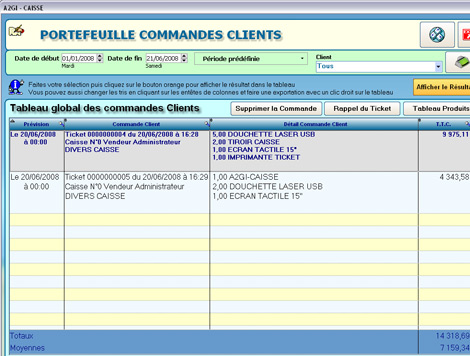 Importation des commandes clients dans le tableau