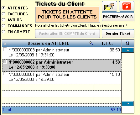 Les ventes en attente dans A2GI-Caisse *