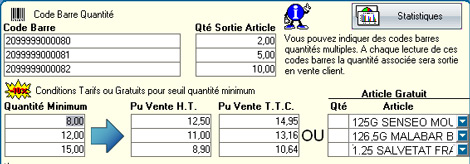 Article offert en fonction d'une certaine quantit vendue.