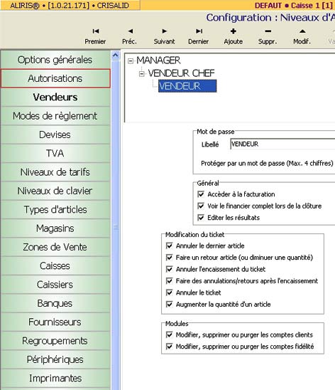 aliris: les autorisations d'accès sur fonctions