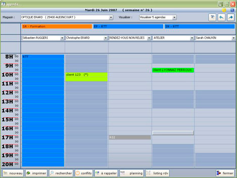 Agenda d'Anikop Gestion magasin d'optique