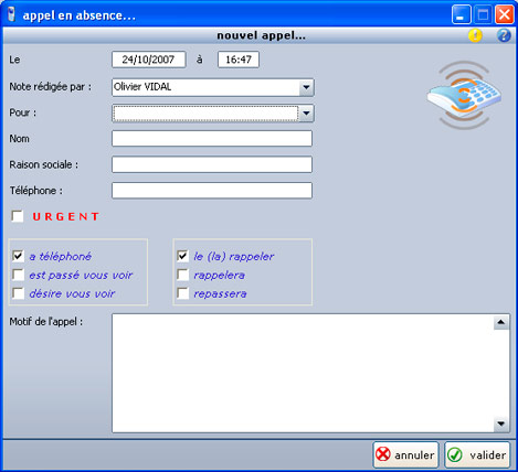 Appel en absence