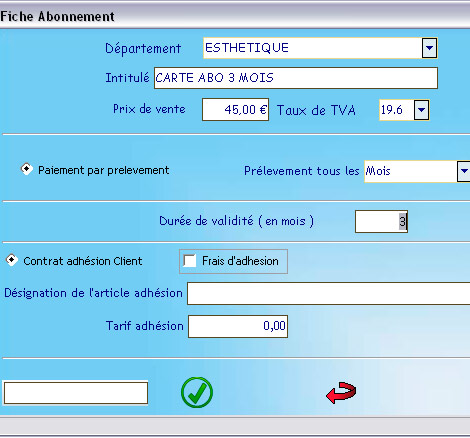Fiche d'abonnement Fiche d'abonnement