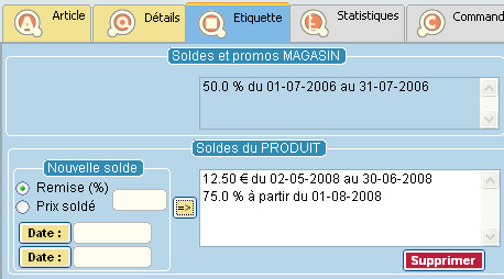 Soldes uniquement pour un article