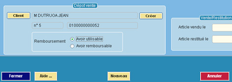 Artifact * : Gestion du dposant dans la fiche du dpt - Paiement au dposant sous forme d'avoir (28) -- 22/04/08