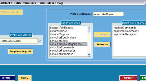 Artifact * : Profils d'utilisateurs - Autorisations d'accs aux fonctions selon l'utilisateur (3) -- 29/02/08