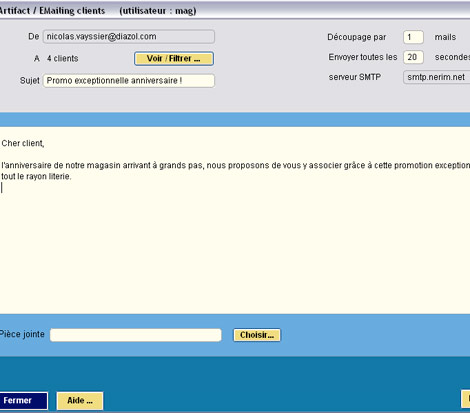 Envoi d'un emailing avec Artifact *
