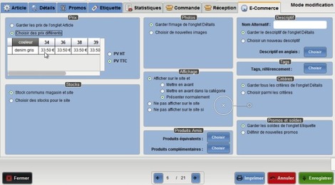 Rglages e-commerce d'un article