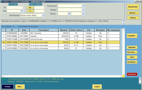 Artifact * : Gestion fine des 'Reste  livrer' (36) -- 19/05/10