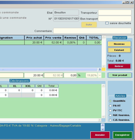 Rception de produits avec le logiciel de caisse Artifact