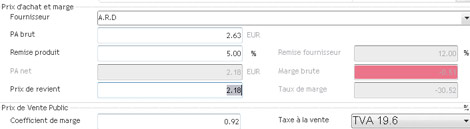 Fiche article avec tarification fournisseur