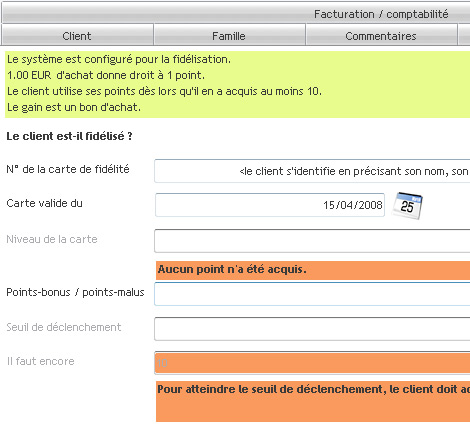 La gestion de la fidlit dans une fiche client de Blitz *