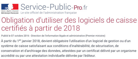 Extraits de l'Article de l'Administration fiscale franaise concernant le logiciel de caisse certifi 2018 (Marque NF525 ou attestation fiscale directe)