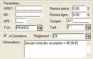 ciel point de vente : tarid  appliquer dans la fiche client