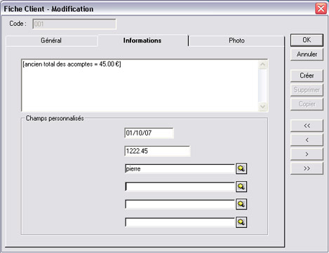 Champs personnaliss d'une fiche client