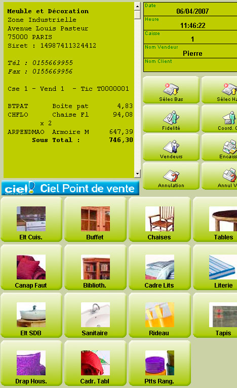 L'ergonomie de l'écran de caisse de Ciel Point de Vente L'ergonomie de l'écran de caisse de Ciel Point de Vente