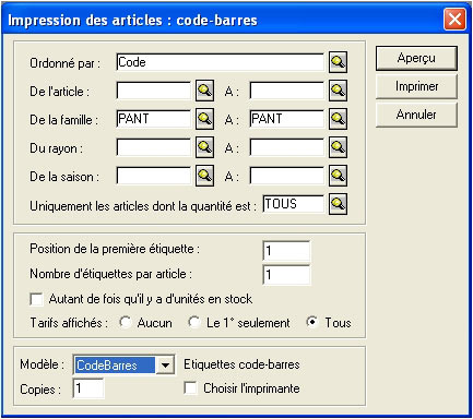 logiciel de caisse ciel point de vente : impression d'étiquettes codes-barres