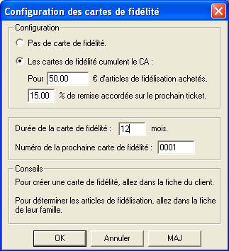 Ciel Point de Vente : Numros de srie - Points de fidlit - Gain obtenu avec la carte de fidlit - Les points de fidlit sur le ticket de caisse (15) -- 10/07/06