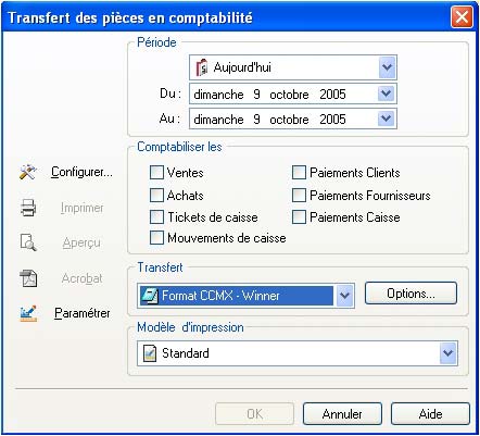 EBP Point de Vente 2006 : Export en comptabilité - Écran tactile ...