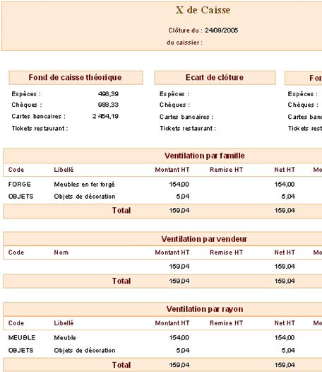 logiciel de caisse EBP Point de Vente : x de caisse