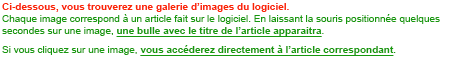Une galerie d'images sur le logiciel