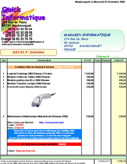 Gestmag 2006 : l'impression d'une facture personnalisée Gestmag 2006 : l'impression d'une facture personnalisée