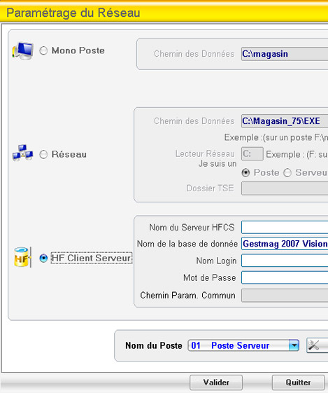 Paramétrage du réseau client/serveur de Gestmag 2008 Vision
