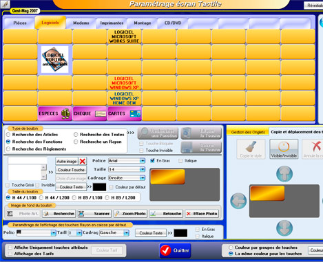 Gestmag 2008 Vision : paramtrage de l'cran de caisse