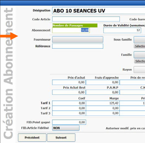 Un abonnement de dix sances d'UV