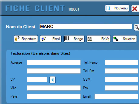 logiciel de caisse gosshop : fiche client