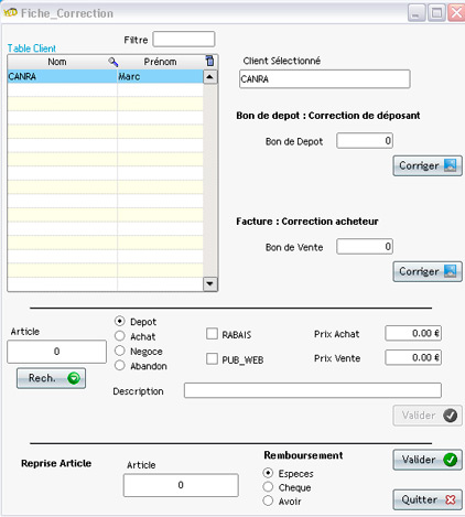 Gestion des reprises d'articles dans le logiciel de dpt-vente Gotroc