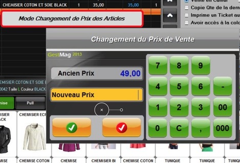 Logiciel de caisse Gestmag 2013 : modification des prix en caisse