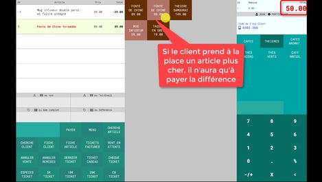 Ecran de vente du logiciel de caisse Melkal