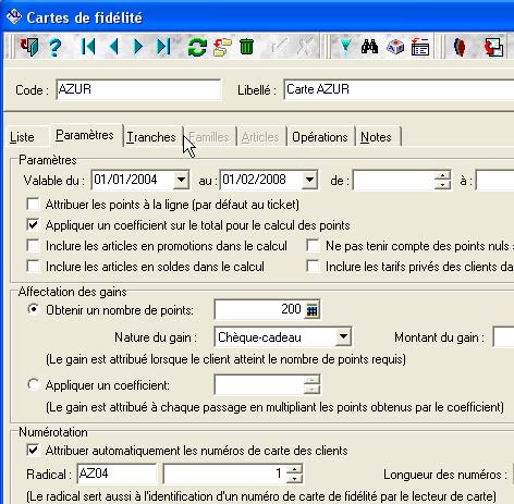 logiciel de caisse xl pos : carte de fidélité